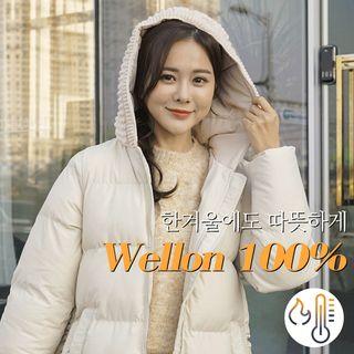 Knit-hooded Padded Jacket