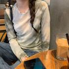 Long-sleeve Tie-dyed Top As Figure - One Size