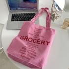 Lettering Tote Bag Shoulder Bag - Pink - One Size