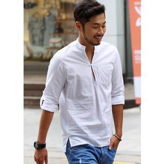 Half-placket Tab-sleeve Shirt