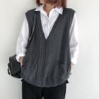 Cable-knit Button-up Vest