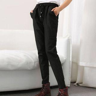 Pinstriped Drawstring Jogger Pants