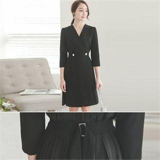 3/4-sleeve Double-breasted Coatdress