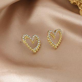Heart Rhinestone Stud Earring  - As Shown In Figure