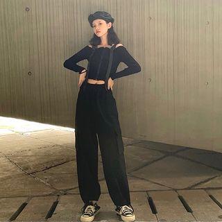 Cold Shoulder Knit Top / Wide Leg Pants