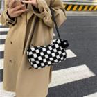 Fluffy Checker Print Shoulder Bag