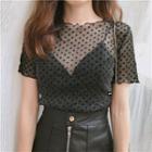 Dotted Short-sleeve Mesh Top