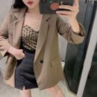 Blazer / Spaghetti Strap Dotted Top / Mini Fitted Skirt