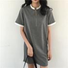 Short-sleeve Zip Long T-shirt