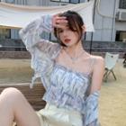 Set: Tie-dye Chiffon Camisole Top + Light Jacket