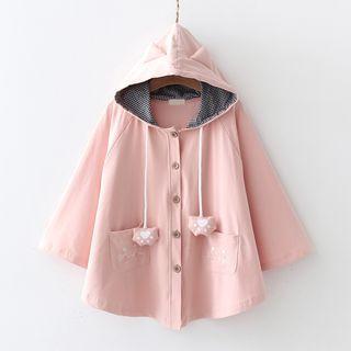 Hooded Single-breasted Cape Jacket