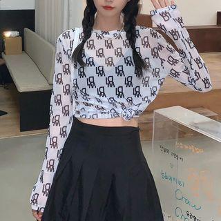 Long-sleeve Sheer Lettering Top