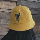 Embroidered Dog Faux Suede Bucket Hat