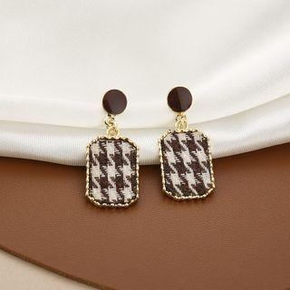 Houndstooth Fabric Dangle Earring 1 Pair - E3372-1 - Coffee - One Size