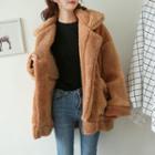 Zip Fleece Coat Khaki - One Size