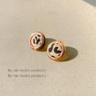 Leopard Print Disc Fabric Resin Earring E4547 - 1 Pair - Khaki - One Size
