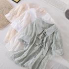 Bow Embroidered Short-sleeve Top