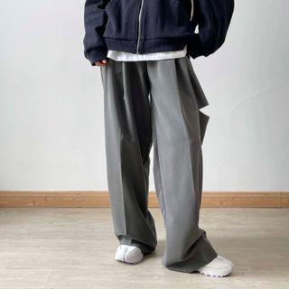 Distressed Wide-leg Dress Pants