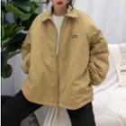 Raglan-sleeve Zip Jacket Khaki - One Size
