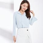 Bell-sleeve Double-breasted Chiffon Shirt