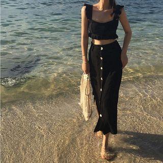 Cropped Camisole Top / High Waist Midi Pencil Skirt