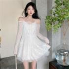 Plain Lace A-line Mini Dress / Plain Lace Cardigan