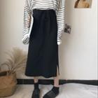 Plain Midi Skirt Black - One Size