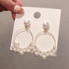Faux Pearl Hoop Dangle Earring 1 Pair - E900 - Gold - One Size