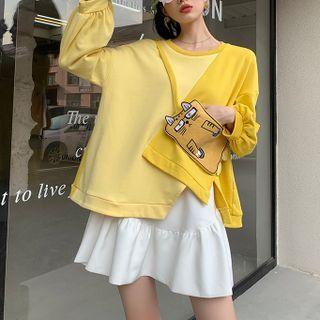 Asymmetrical Panel Cartoon Sweatshirt