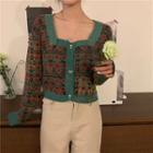 Jacquard Cardigan Floral - Green - One Size