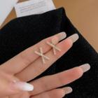 Cross Rhinestone Earring 1 Pair - Silver Needle - Gold - One Size