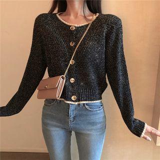 Contrast Trim Cropped Cardigan