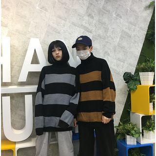 Couple Matching Turtleneck Wide Stripe Sweater