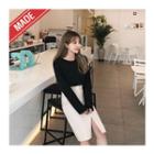 Round-neck Drop-shoulder Long Sleeve T-shirt