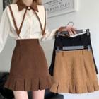 Pleated Hem Mini Pencil Skirt