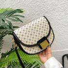 Patterned Faux Leather Saddle Crossbody Bag Off-white - One Size