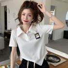 Short-sleeve Asymmetrical Cropped Polo Shirt