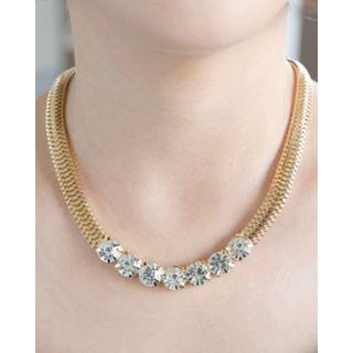 Rhinestone Bold-chain Short Necklace