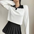 Contrast Collar Cropped T-shirt