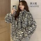 Leopard Print Fleece Sweatshirt Leopard - One Size