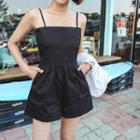 Spaghetti-strap Shirred-waist Playsuit