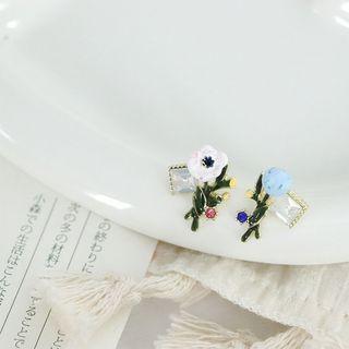 Flower Alloy Earring 1 Pair - Dark Green - One Size