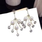 Faux Pearl Drop Earring 1 Pair - Silver Stud - Gold - One Size
