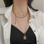 Tag Pendant Alloy Layered Necklace 2 Layers - Woman - Necklace - Gold - One Size