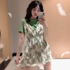 Boxy T-shirt / Floral Camisole Top + Shorts