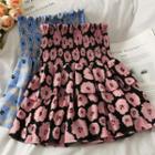 Layered Smocked-waist Printed Mini Skirt