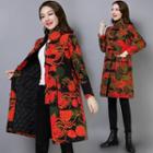 Stand Collar Floral Print Cheongsam Coat
