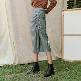 Shirred-detail Long Skirt