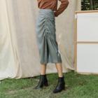 Shirred-detail Long Skirt