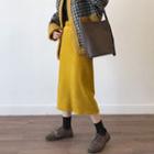 Corduroy A-line Skirt Yellow - One Size